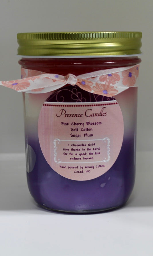 Pink Cherry Blossom, Soft Cotton, Sugar Plum Scented Candle